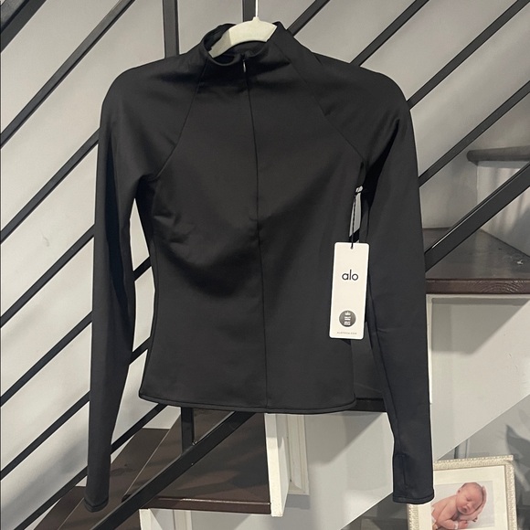 ALO Airlift Winter Warm 1/4 Zip Long Sleeve NWT XS Black Compression Ski Fleece - Picture 3 of 10